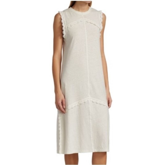 NWOT Derek Lam 10 Crosby Crochet-Trimmed Linen/ Cotton Blend Jersey Dress size S - Picture 3 of 15
